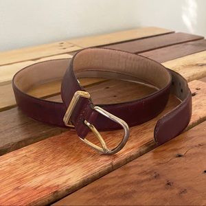 Vintage Belt Genuine Leather Burgundy Red Sz S